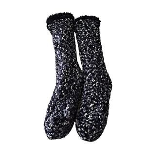 Jane & Bleecker Black & White Extra Thick Speckled Fuzzy Long Socks / Stockings